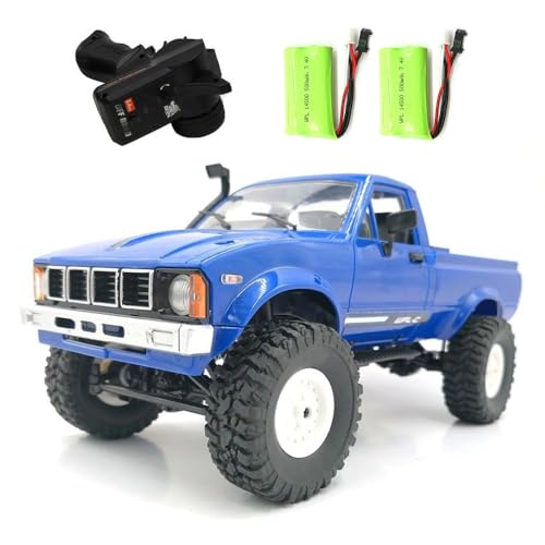 RC Crawler WPL C24 RC Rock Crawler RC Truck 4x4 1/16 Scale Remote Control Pickup Truck Off Road All Terrain RTR with 2.4 GHz Proportional Throttle Steering LED Light 2 Batteries Hobby Toy Adult