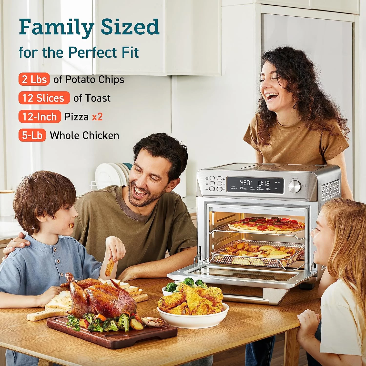 COSORI Smart 12-in-1 Air Fryer Toaster Oven Combo Convection Rotisserie & Dehydrator for Chicken, Pizza and Cookies, Recipe&Accessories Included, 30L, Silver – A Certified for Humans Device