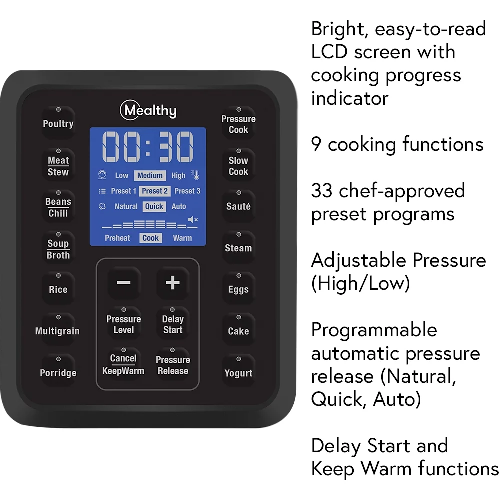 Mealthy MultiPot 2.0 9-in-1 6 Quart Electric Pressure Cooker w/ Self Sealing Lid
