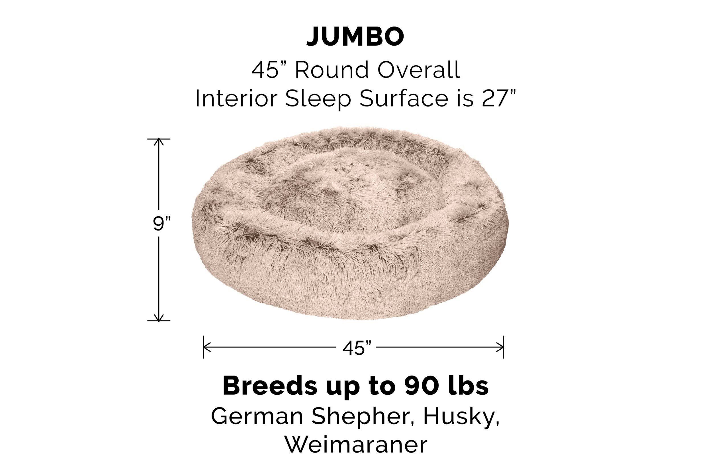 FurHaven Calming Cuddler Long Fur Donut Dog Bed - Large, Mist Gray