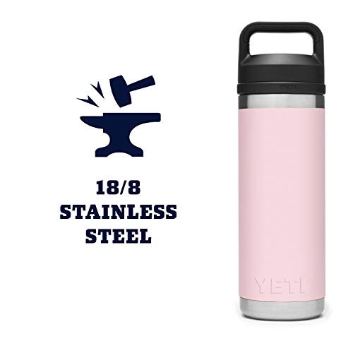 YETI Rambler 18 oz Bottle, Vacuum Insulated, Stainless Steel with Chug Cap, Sandstone Pink