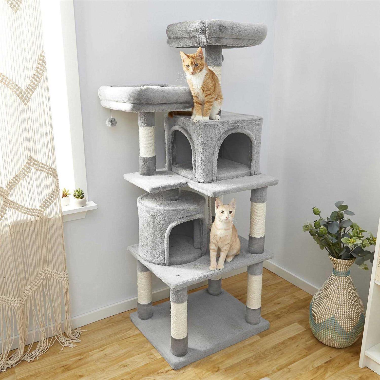 Frisco 61-in Faux Fur Cat Tree Condo - Pet Supplies online store
