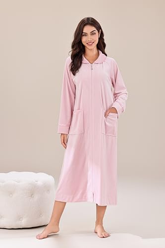 Richie House Front Zipper Robe for Women - Full-Length Housecoat - Ladies Bathrobe Lounge RHW4100