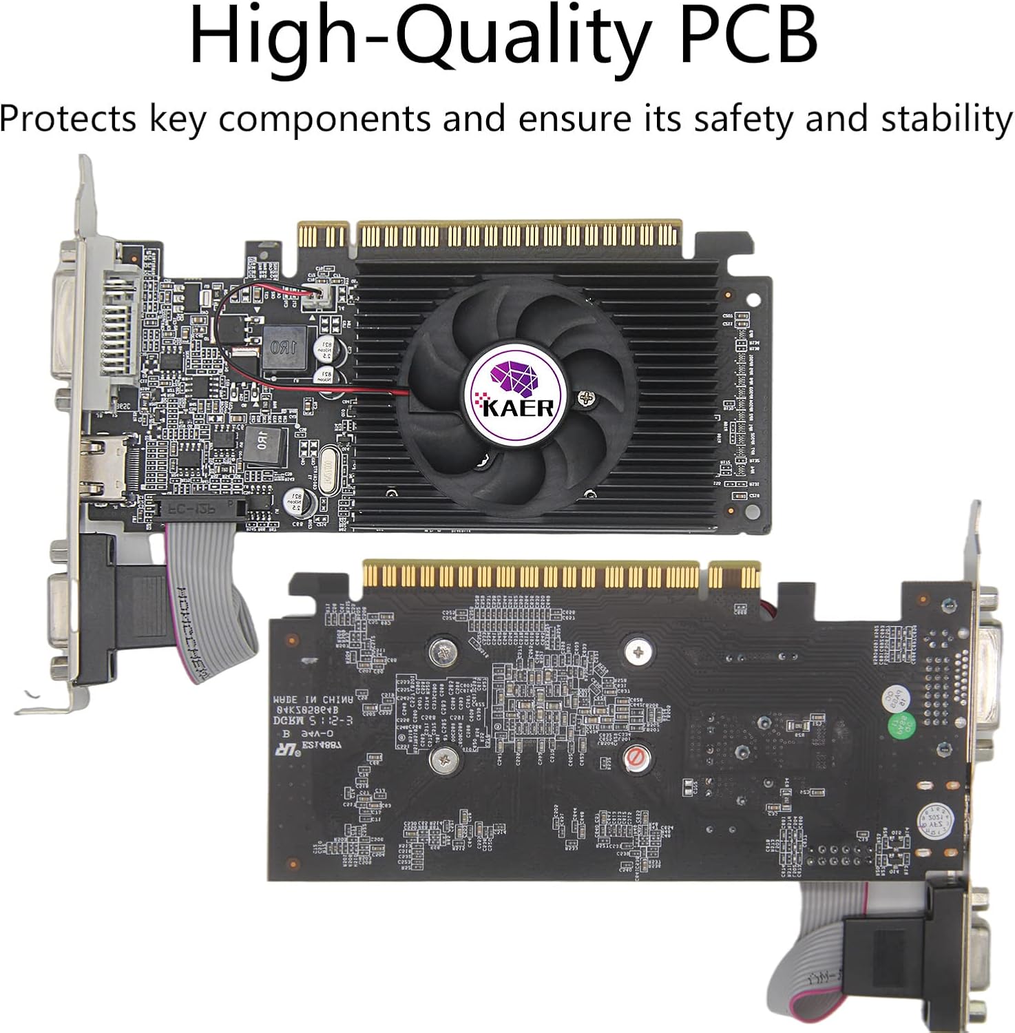 KAER AMD Radeon RX 550 Computer Graphics Card 4GB, GDDR5, 128 Bit, DirectX 12, PCI Express 3.0, DP HDMI DVI-D, Desktop Gaming Video Card, Computer GPU