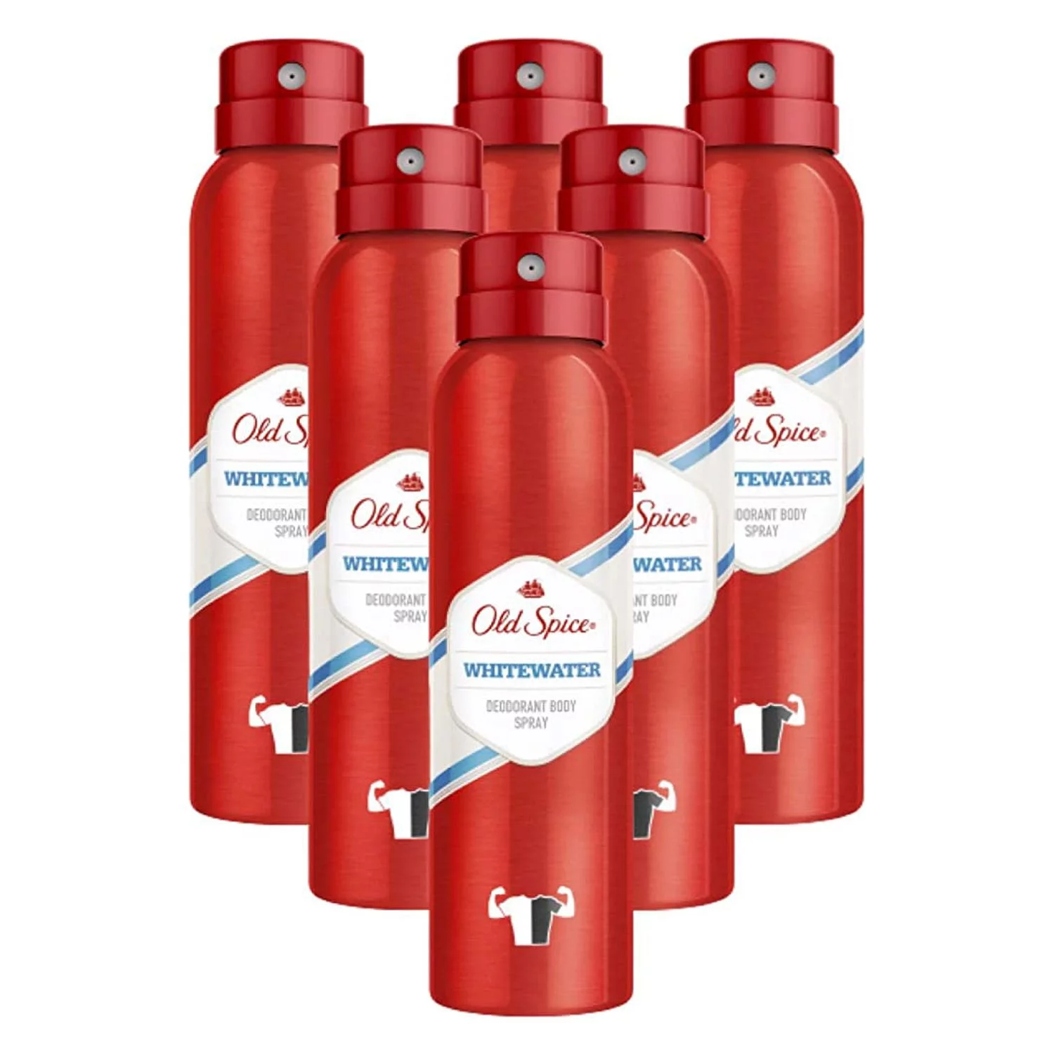 Old Spice Whitewater Deodorant Body Spray For Men, 150 ml (Pack of 6)
