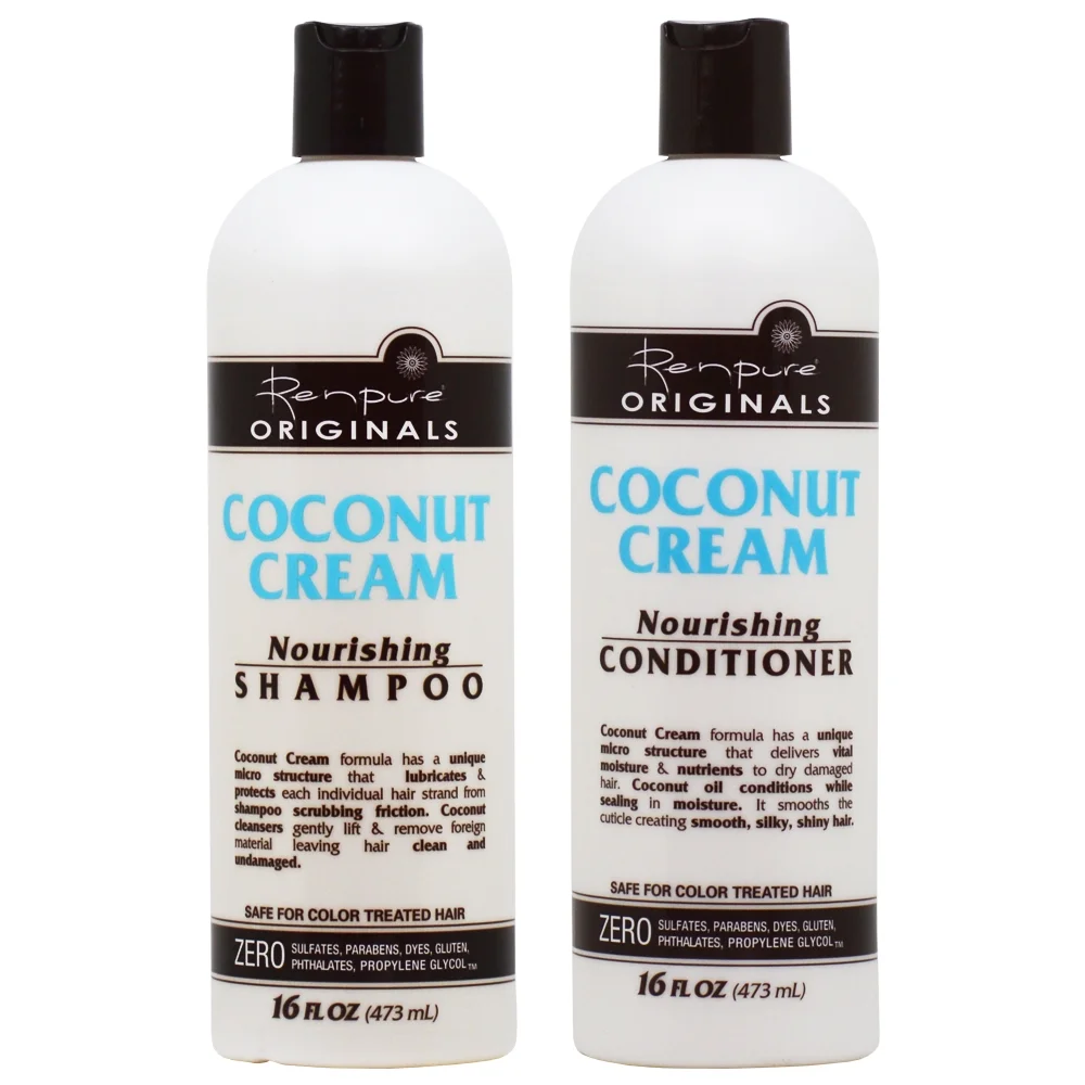 Renpure Originals Coconut Cream Nourishing Shampoo + Conditioner 16oz 