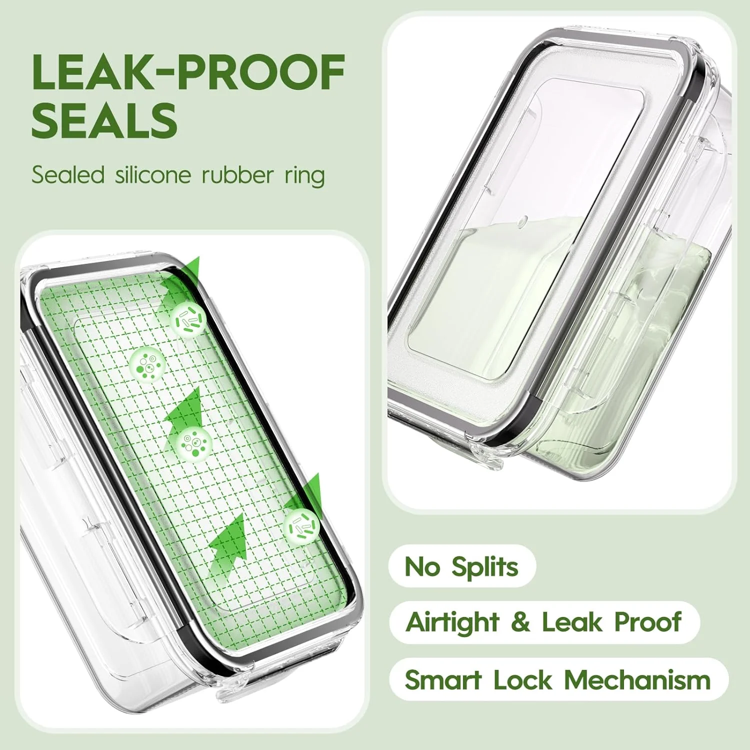 Baokaler Food Storage Containers with Lids, 52 Piece Leak Proof Clear Plastic Food Container for Food, BPA-Free, Food Meal Storage Set, Meal Prep Container Stackable Containers, PP+Silicone