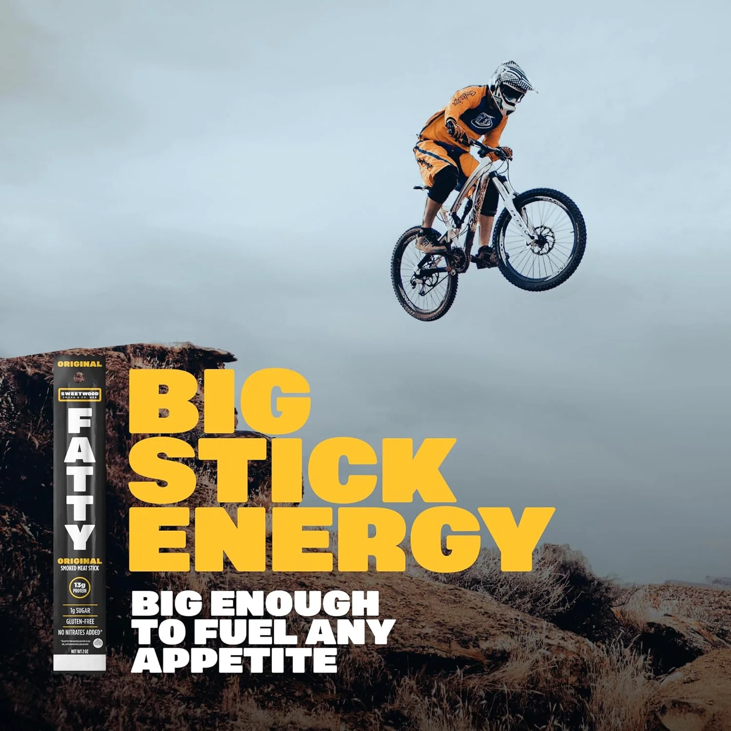 FATTY Meat Sticks, Grass-Fed Beef, High Protein Snack, Camping, Sports, Road Trip, Low Carb, Gluten Free, MSG Free, Nitrate Free, Original Flavor, 2 Ounce (Pack of 20)