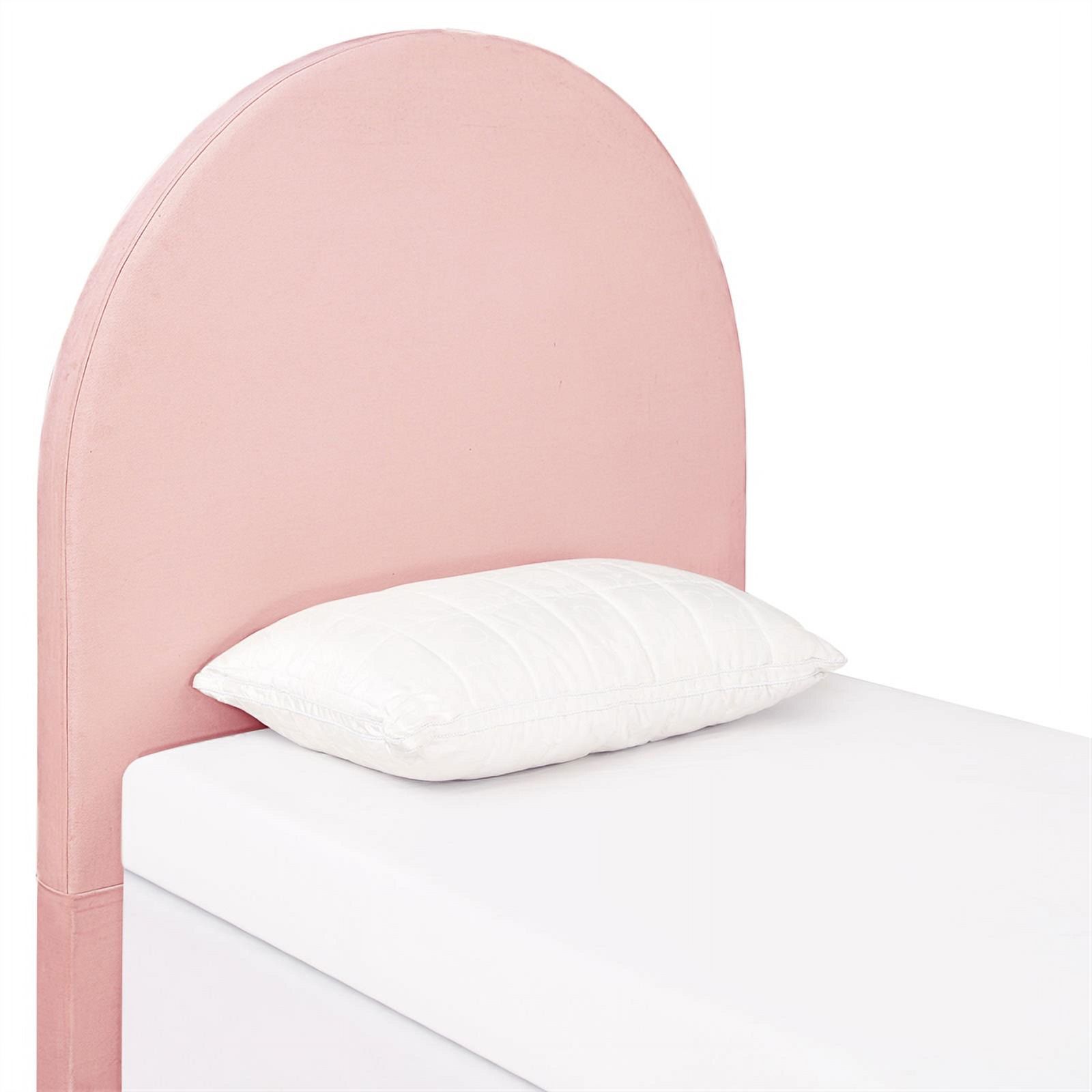Maklaine Transitional Velvet Upholstered Arched Twin Headboard Blush