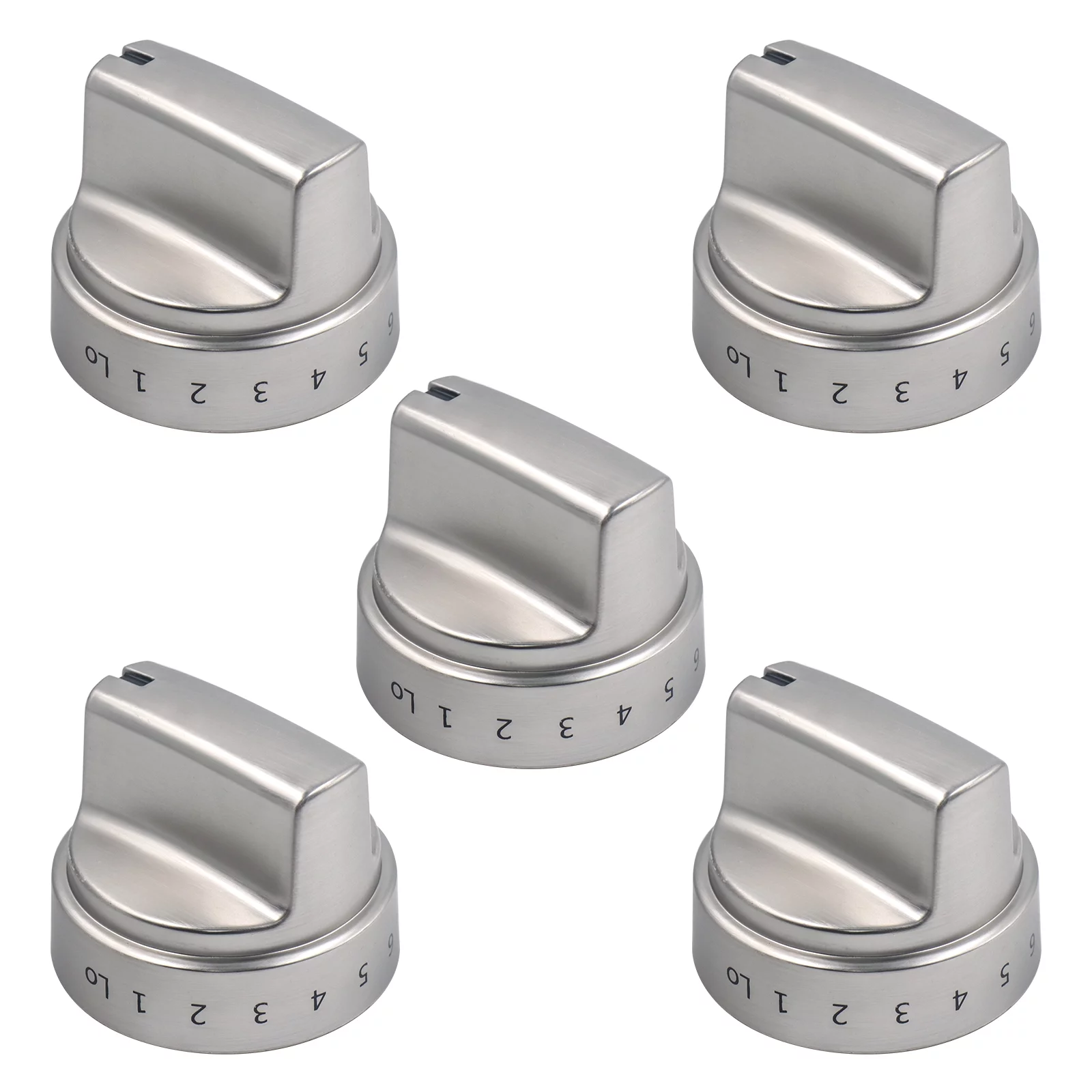 Qzanyee 5 Packs Gas Stove Knobs Replacements for GE Stove Knob Stainless Steel Range Burner Control Knob