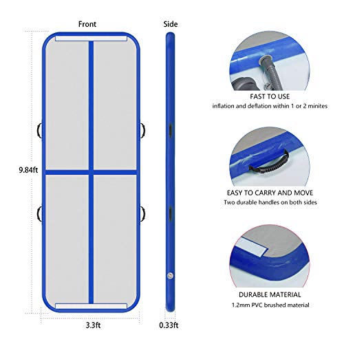 10ft/13ft/16ft/20ft Air Mat Tumble Track Inflatable Gymnastics Tumbling Track Mat with Electric Air Pump for Cheerleading/Practice/Beach/Park/Home use