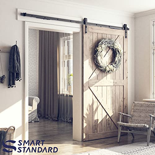 SMARTSTANDARD 6.6 FT Sliding Barn Door Soft Close Hardware Kit - 5 ft-10 ft, Smoothly and Quietly-Single Door-Invisible Design-Includes Step-by-Step Manual-Fit 36