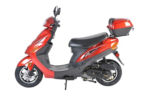 HHH 49cc/50cc Scooter Gas Street Scooter Moped for Youth and Adult with Rear Storage Trunk (Black)