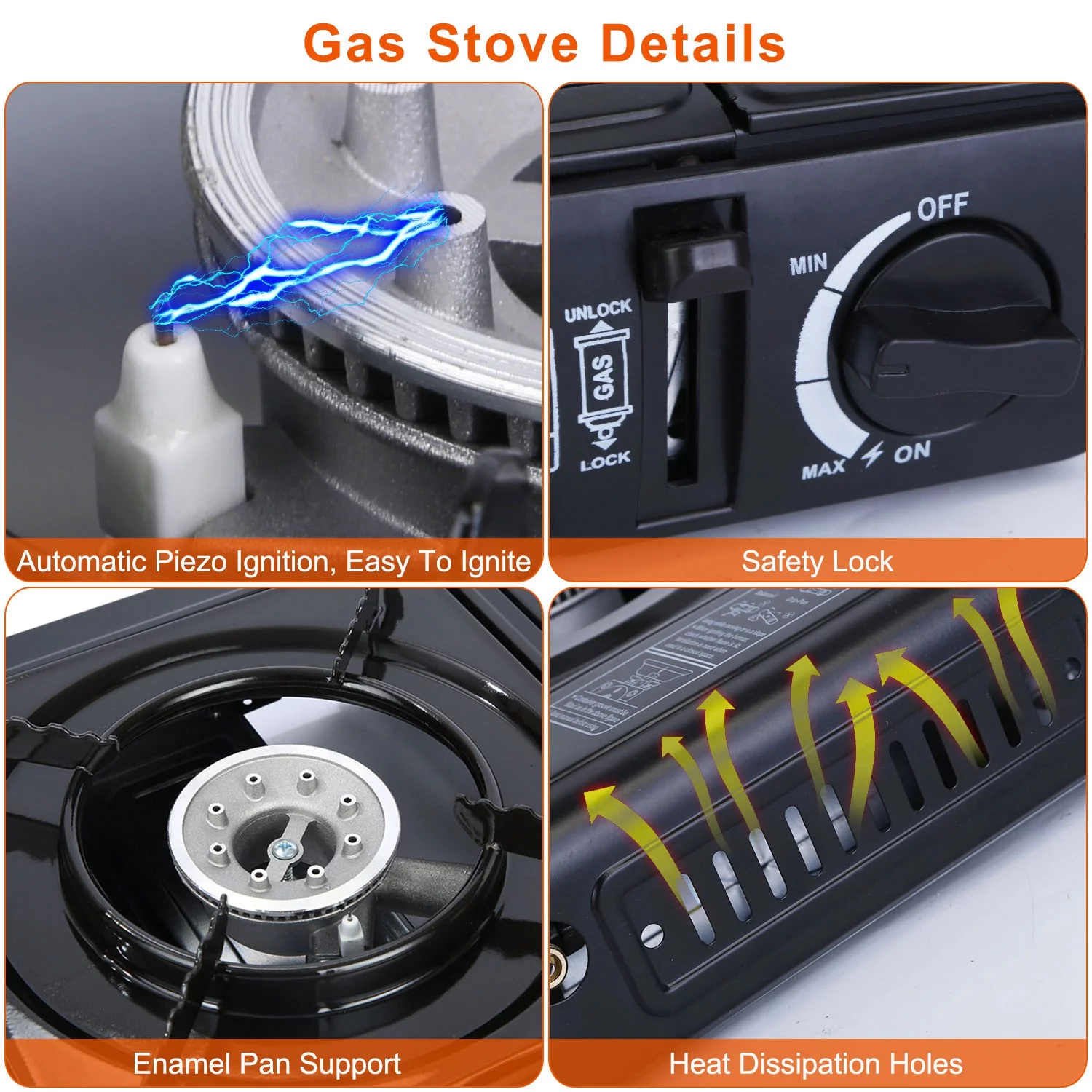 3300W Portable Butane Stove iMounTEK Butane Canister Dual Fuel Burner with Carry Case for Camping Hiking Picnic Fishing BBQ RV