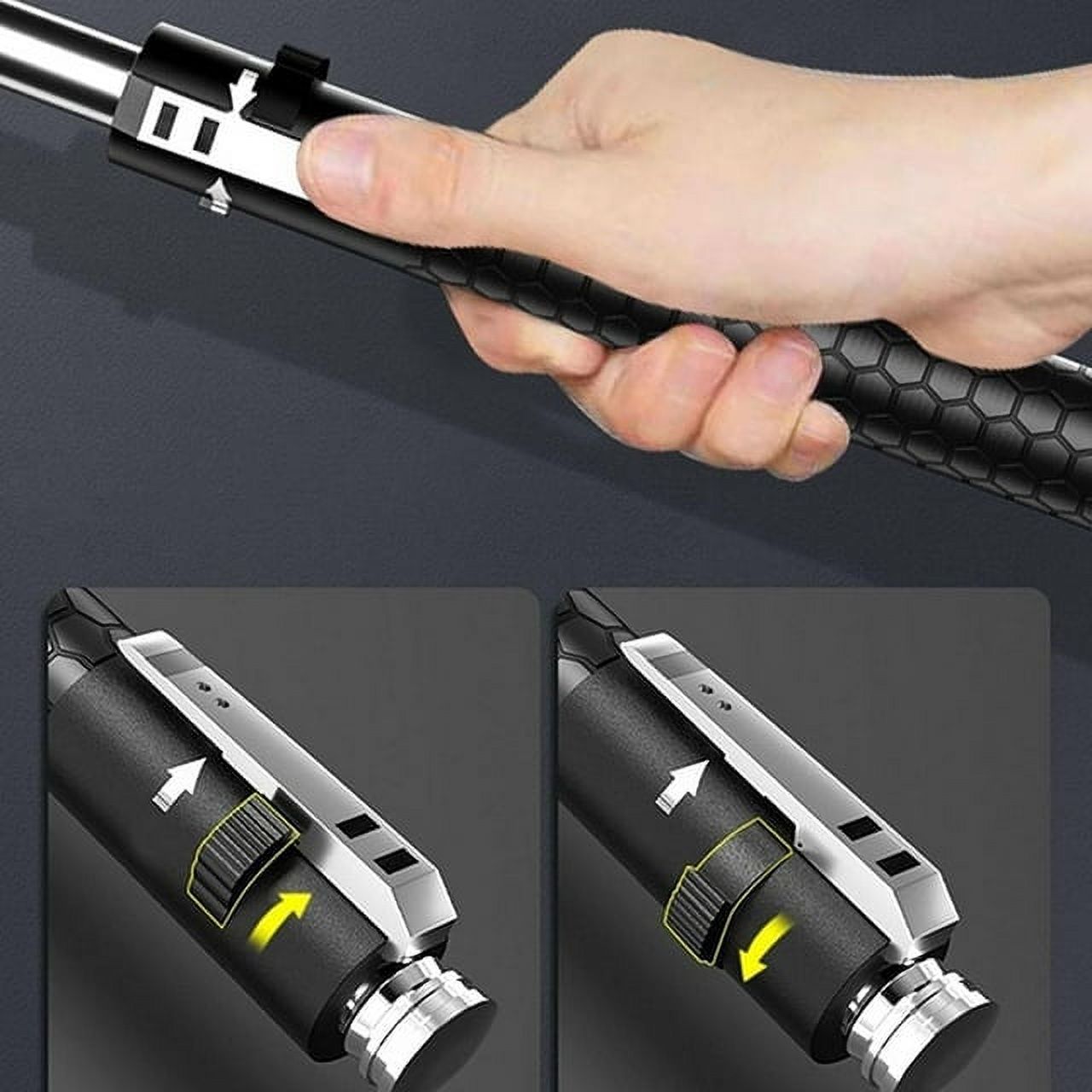 PANGJIGUIBA 2024New Enhanced Automatic Retractable Hiking Stick Auto Pop-up Enhanced Retractable Multi-Tool Walking Hiking Stick 3 Sections Trekking Poles with Sleeves and Tail Ropes Non-Sl