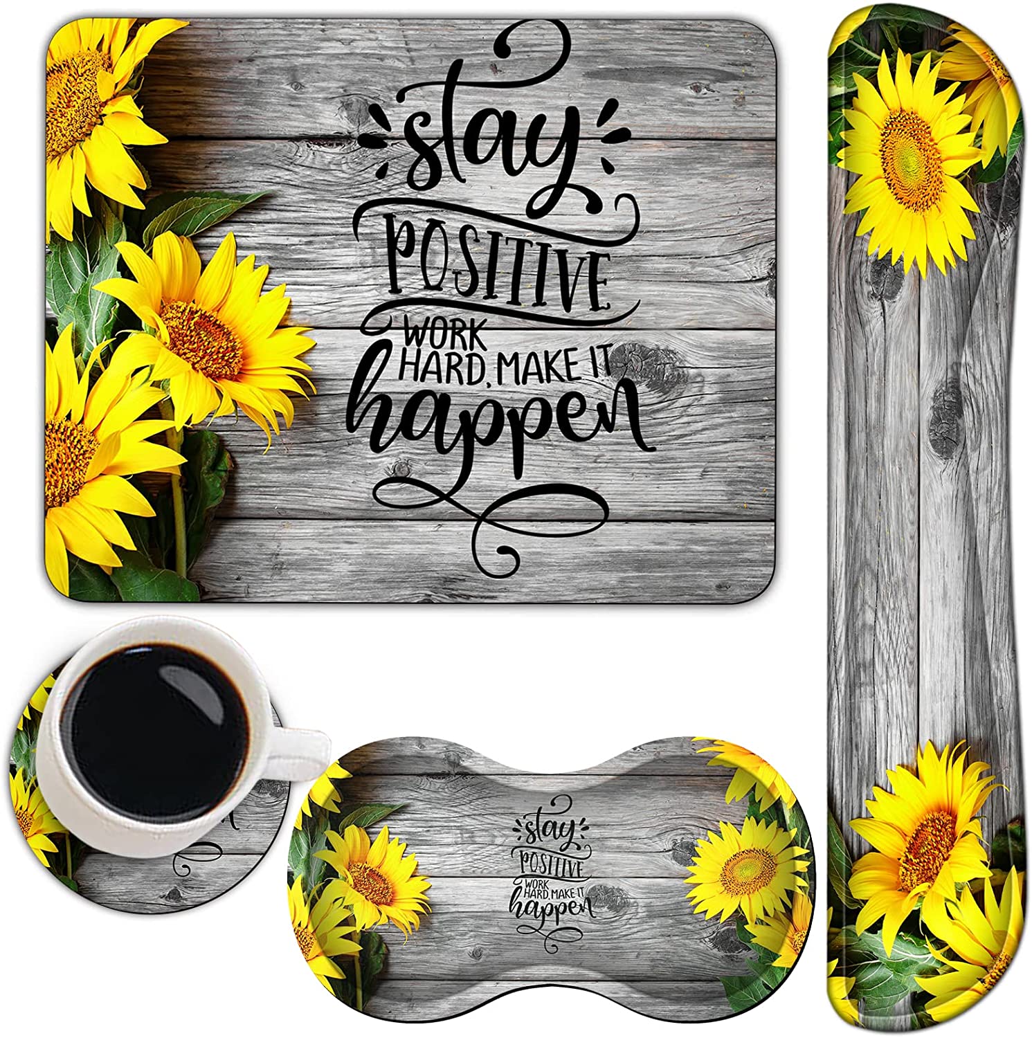 Keyboard Wrist Rest + Mouse Pad + Mouse Wrist Rest Support + Coaster Set, Ergonomic Memory Foam Mouse and Keyboard Pad