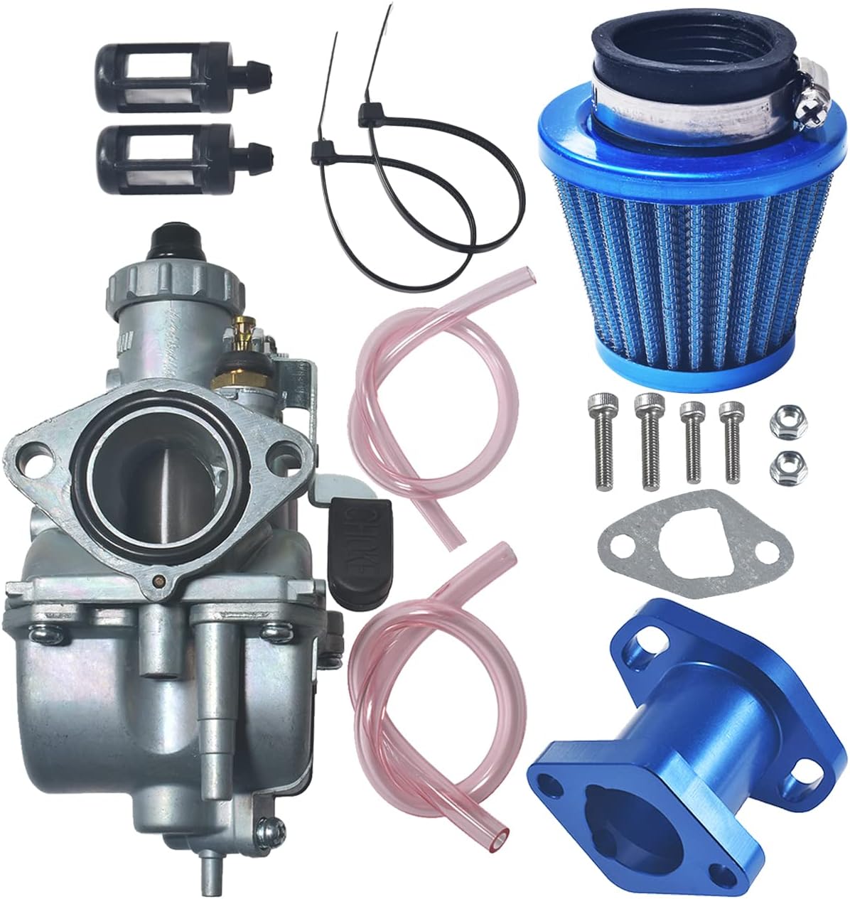 VM22 26mm Carburetor for Predator 212cc GX200 6.5hp Engine 196cc CT200U Go Kart Mini Bike Carburetor Carb with Intake Pipe Manifold Air Filter Pack of 2