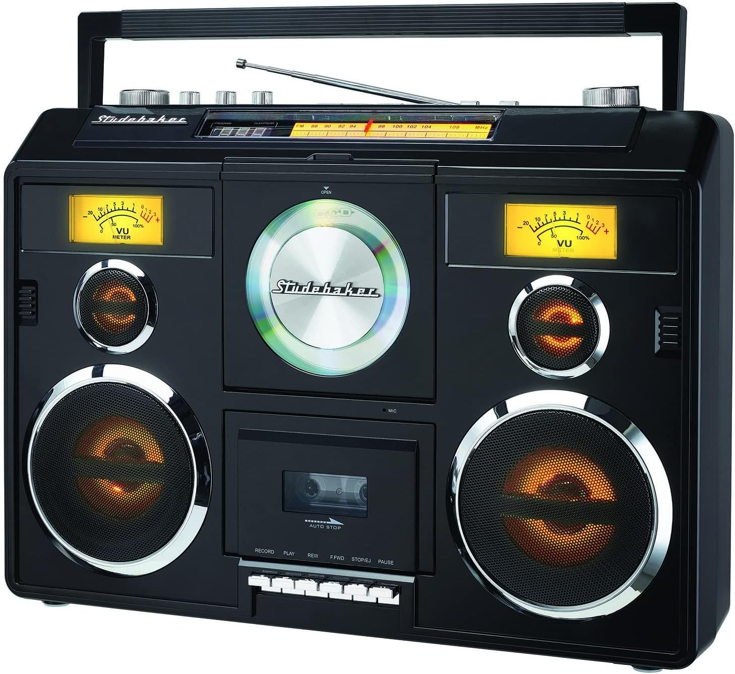 Sound Station Portable Stereo Boombox with Bluetooth/CD/AM-FM Radio/Cassette Recorder (Black)