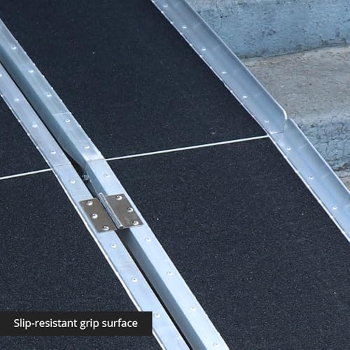 Titan Ramps 7 FT Multi Fold Breifcase Aluminum Wheelchair Ramp, Rated 600 LB, Anti-Slip Threshold Wheelchair and Scooter Carrying Loading Ramp