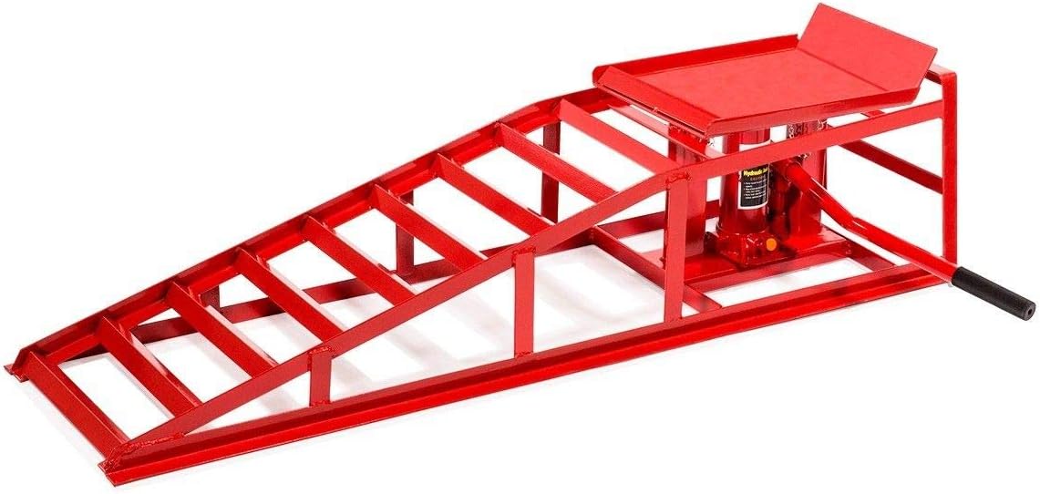 Stark Auto Ramp Low Profile Car Lift Service Ramps Truck Trailer Garage Automotive Hydraulic Lift Repair Frame 1pc (Red)