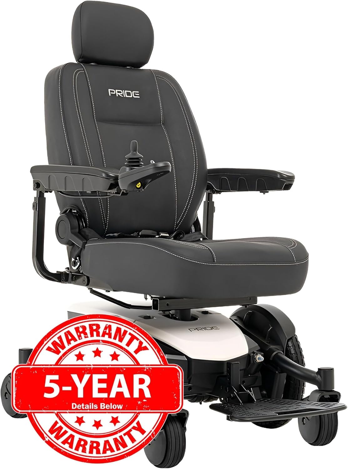 Pride Jazzy EVO 613 Power Chair - Electric Wheelchair Scooter for Adults, U-1 Battery, 300 Lbs Weight Capacity, White, 16