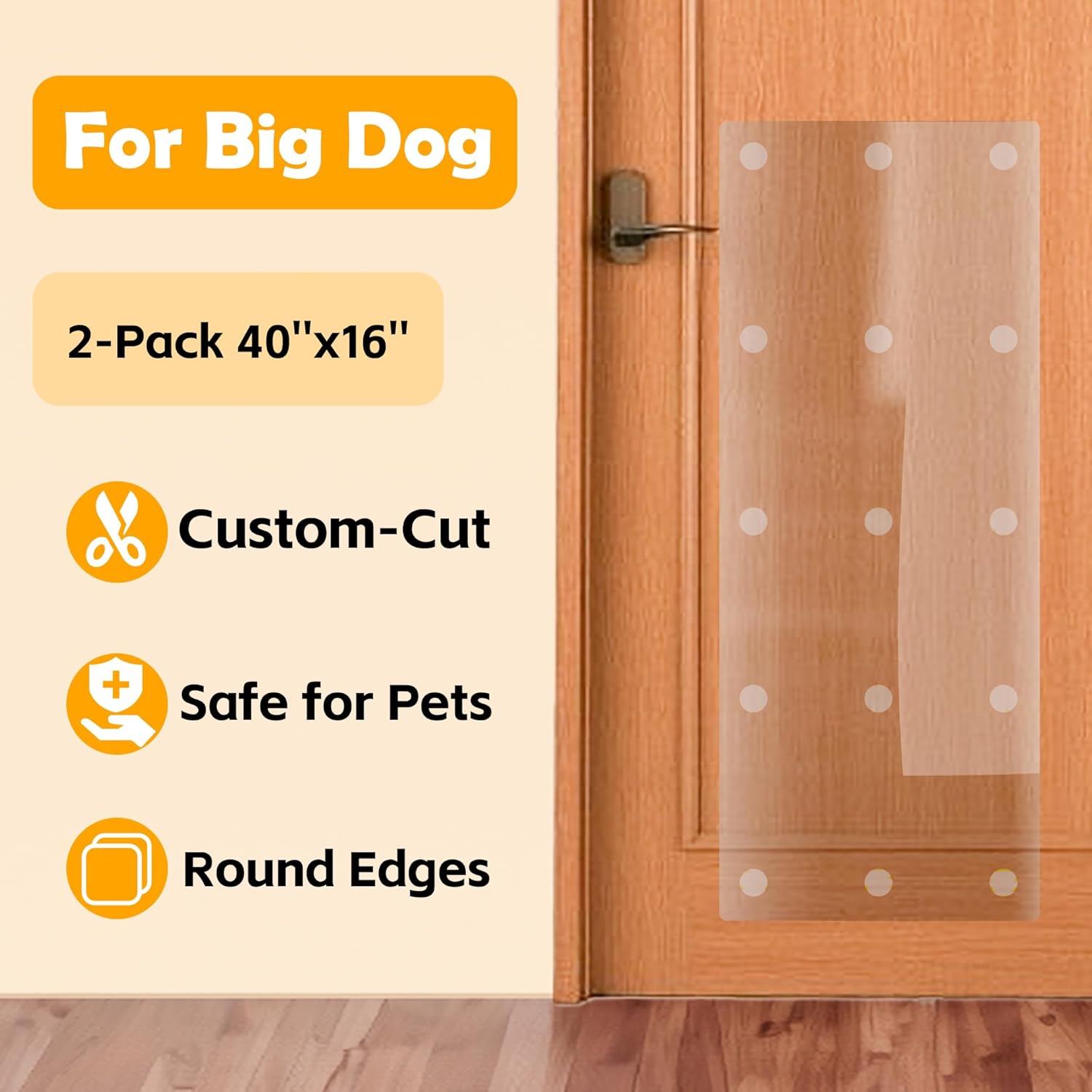 Heavy Duty Door Protector from Dog Scratching, Custom-Cut Anti Scratch Furniture Protector for Cat Dog, PVC Dog Scratch Door Protector to Protect Your Home Size (2-Pack 40'' x 16'')