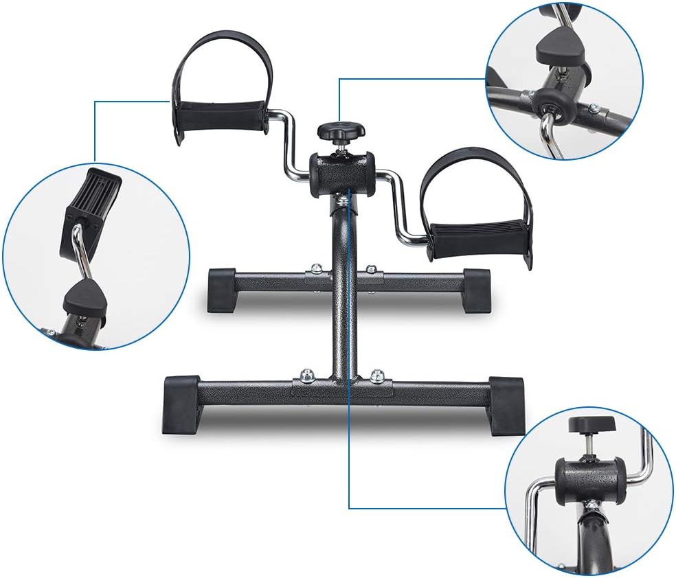 Medical Folding Pedal Exerciser,Portable Exercise Bike Chrome Frame Exercise Pedals For Arms And Legs Workout Under Desk Mini Cycle Bike Black 120kg Support