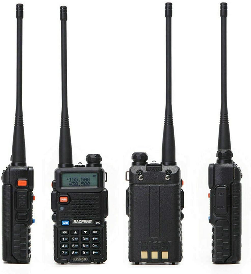 2 Pack Baofeng UV-5R Two Way Radio Portable Rechargeable Long Range Two Way Radio Handheld Walkie Talkie with 2 Pack 771 Antenna (Black) Pack of 2