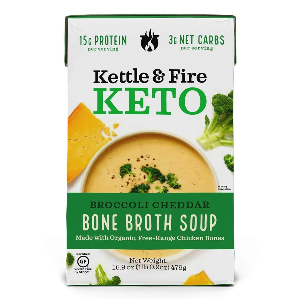 Kettle & Fire Keto Bone Broth Soup Broccoli Cheddar 16.9 oz