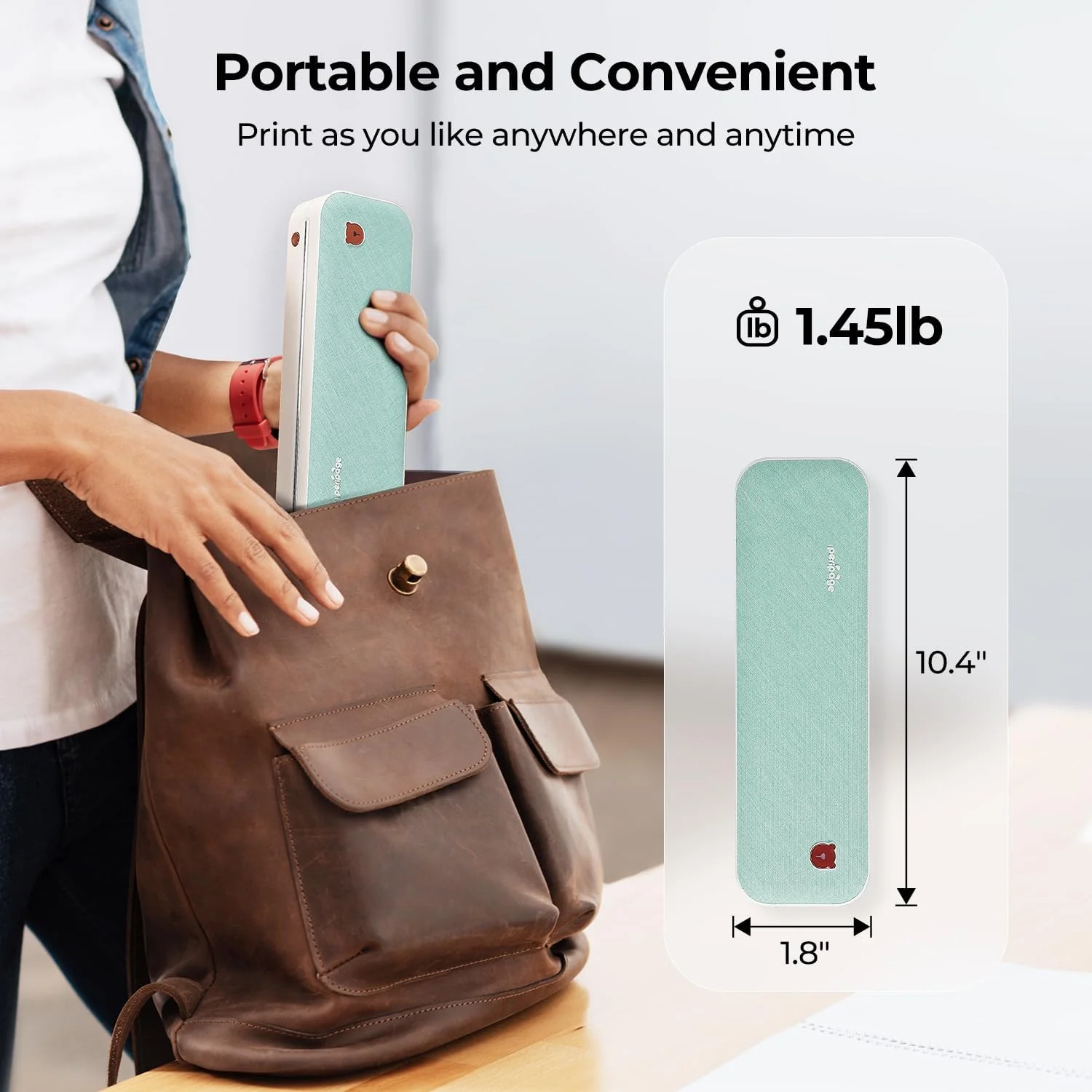 Mixfeer Wireless Printer, Portable Bluetooth Thermal Inkless Printer Compatible with Android and iOS Phone & Laptop, Green