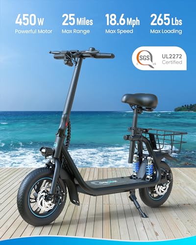 Gyroor C1 PRO 450W Electric Scooter with Dual Shock Absorbers for Adult,Up to 25 Miles 18.6MPH,12