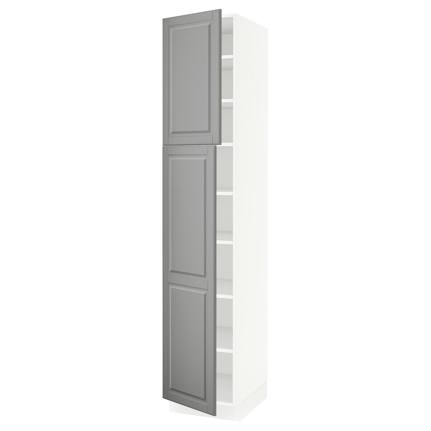 IKEA - SEKTION High Cabinet with shelves/2 Doors, white/Bodbyn Gray, 18x24x90 49338745