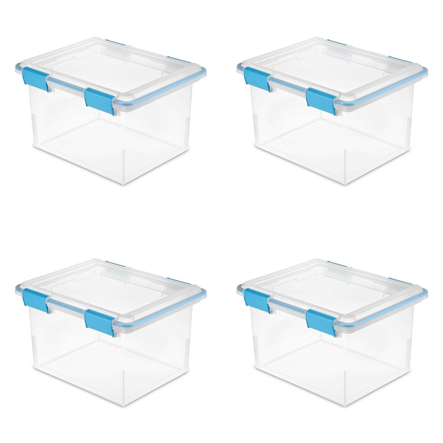 Sterilite 32 Qt Gasket Box Clear Base and Lid Blue Aquarium Set of 4 - Pet Supplies online store