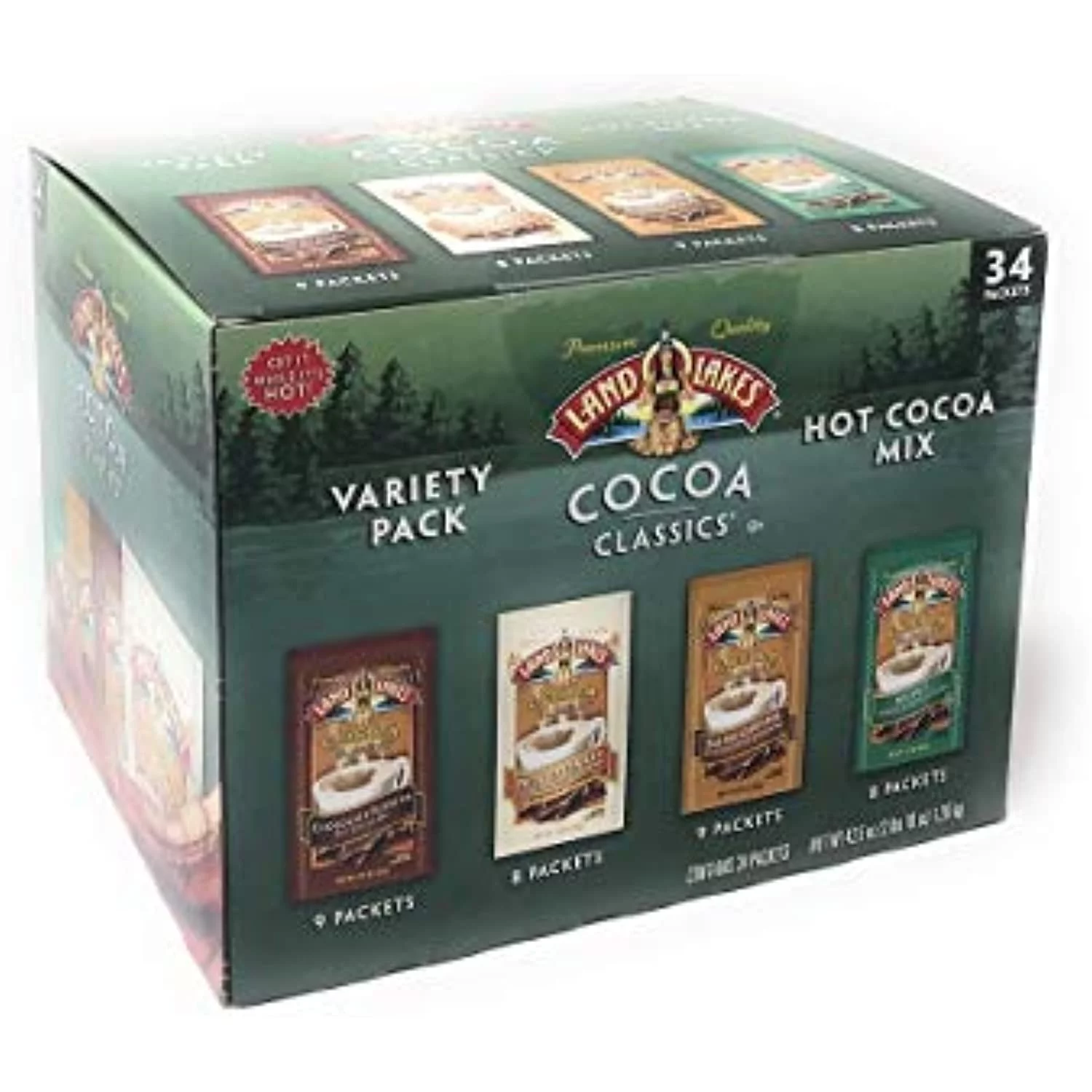 Land O Lakes Classics Instant Premium Hot Cocoa Assortment Box, 34 Packets