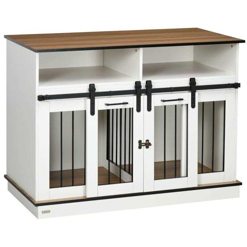 PawHut Dog Crate Furniture for Large Dogs Double Dog Kennel for Small Dogs with Shelves - Pet Supplies online store