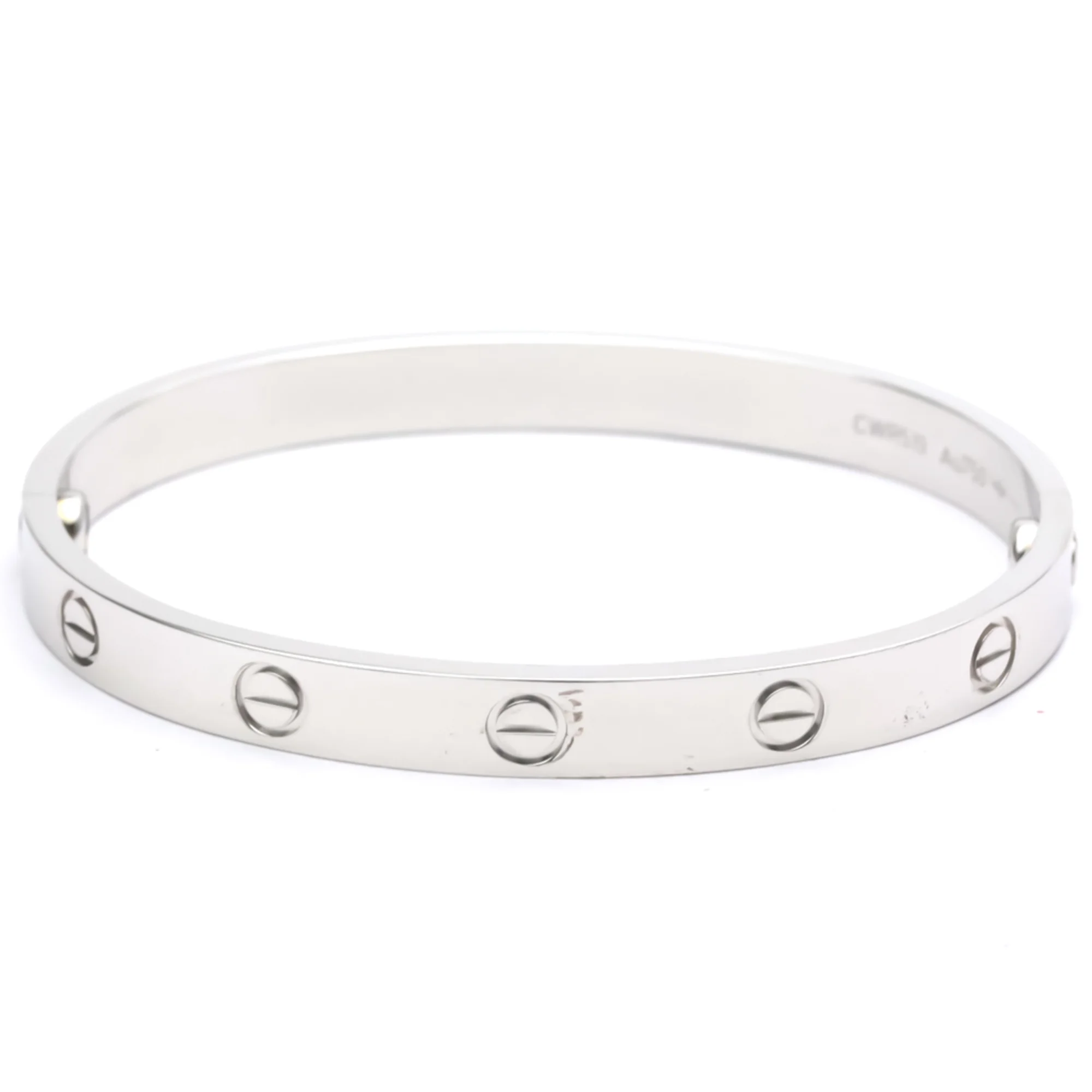 Authenticated Used Polished CARTIER Love Bracelet #17 18K White Gold Bangle BF553596