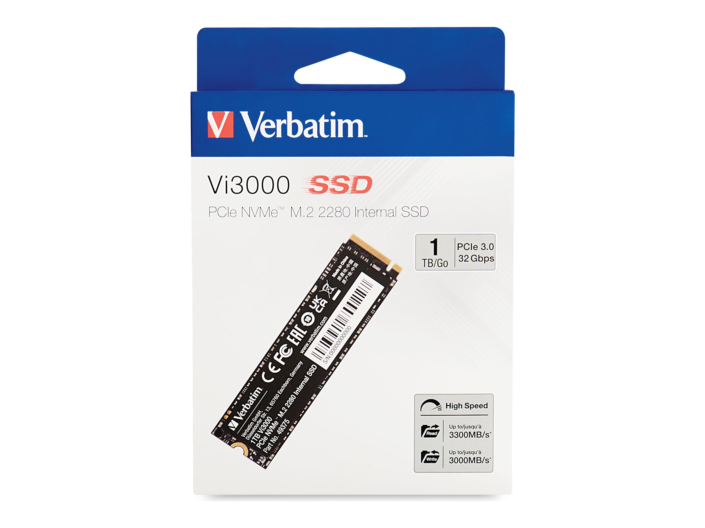 Verbatim Vi3000 1 TB Solid State Drive, M.2 2280 Internal, PCI Express NVMe (PCI Express NVMe x4)