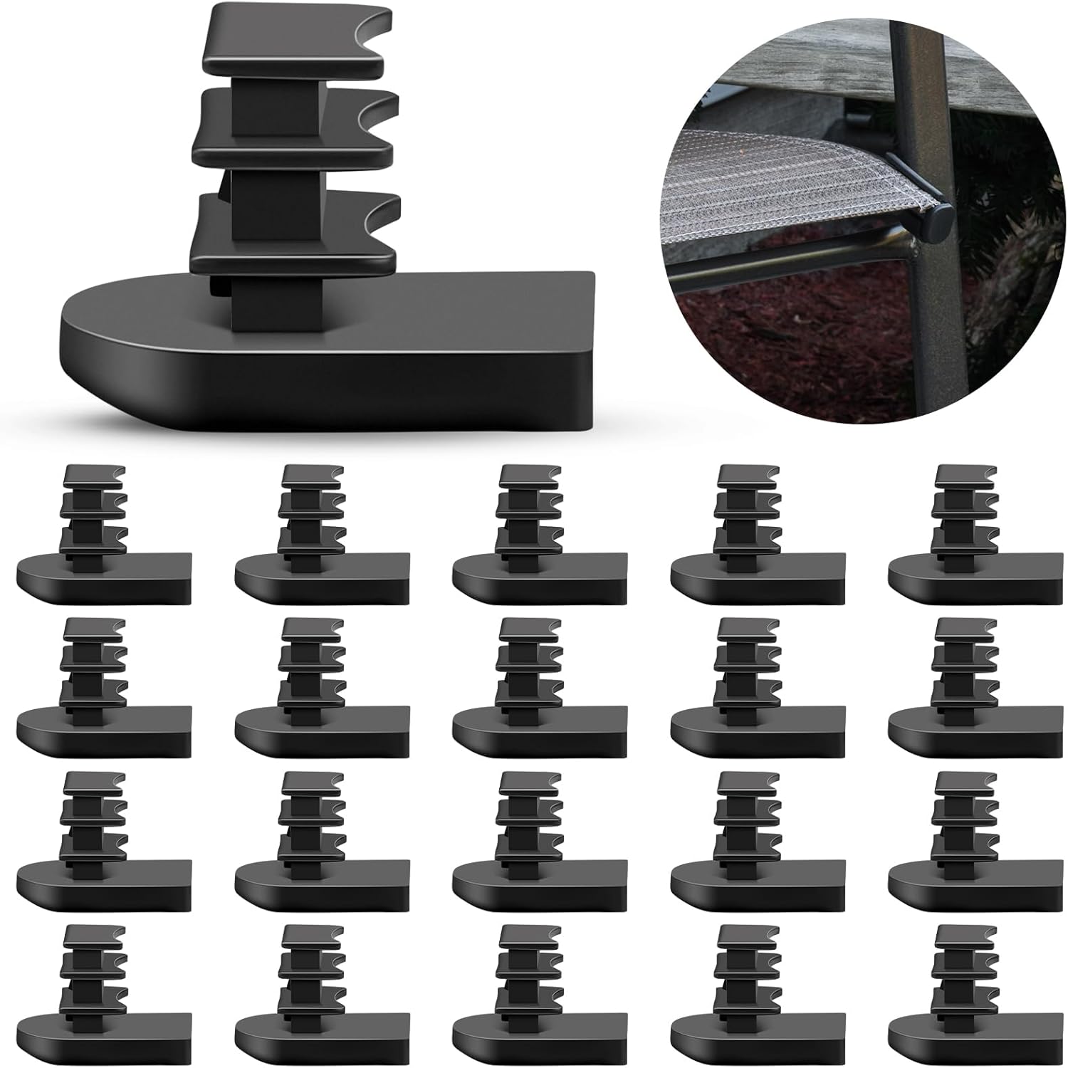 30 Pcs Sling Rail End Caps Patio Furniture Replacement Slings Oval Sling Insert for Sling Chair Replacement End Caps, Half Oval, Black Nylon