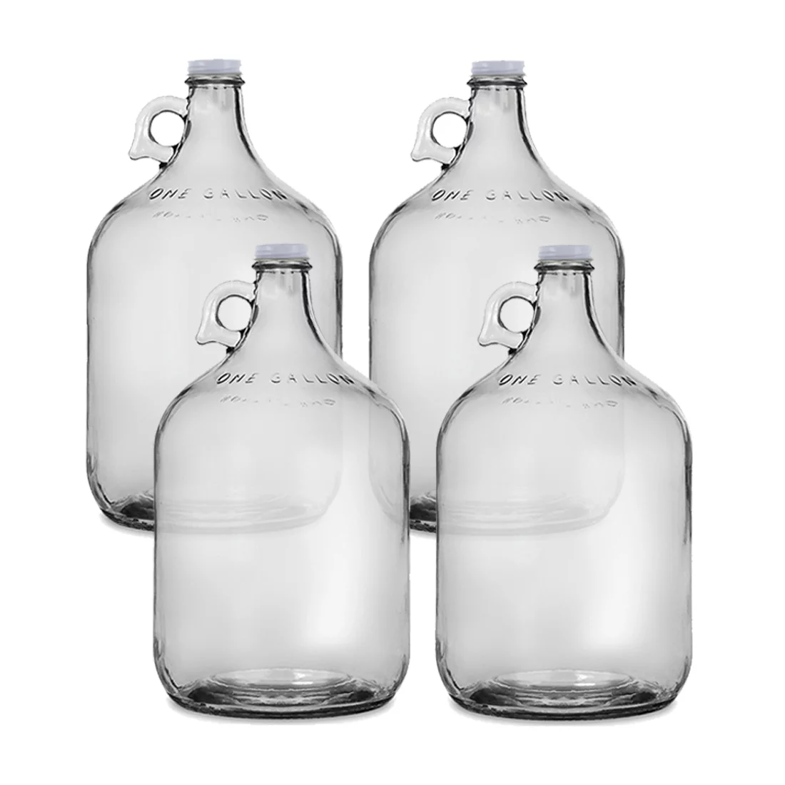 Glass Water Bottle, Includes 38 mm Metal Screw Cap, 1 gal Capacity (Pack of 4)