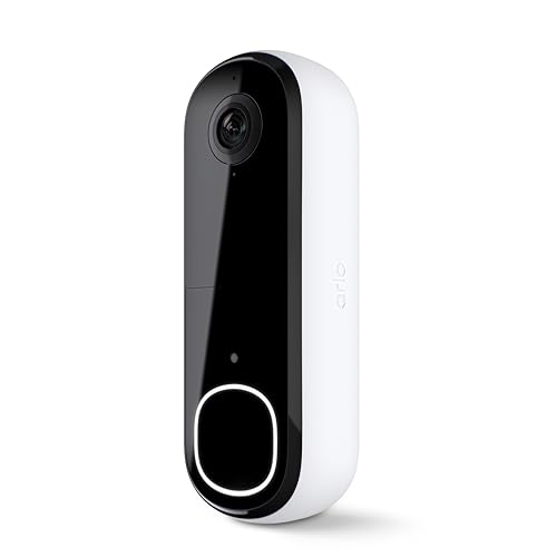 Arlo Video Doorbell 2K | 2nd Gen | Wire-Free/Wired Option, 2-Way Audio, Night Vision, Head to Toe Video View, Integrated Siren | Live Stream | Real Time Notifications |180 Deg Wide View, White