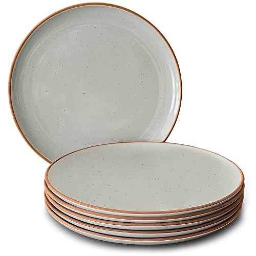 Mora Ceramic Artisan Matte Dinner Plates Set of 6, 10 inch Dish Set - Microwave, Oven, and Dishwasher Safe, Scratch Resistant, Modern Rustic Dinnerware- Kitchen Porcelain Serving Dishes