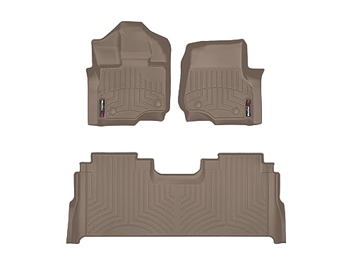 WeatherTech Custom Fit FloorLiners for Ford F-150 (SuperCrew, Bucket Seats), F-150 Lightning, F-150 Raptor - 1st & 2nd Row (44697-1-6) W/Fold Flat Storage, Black