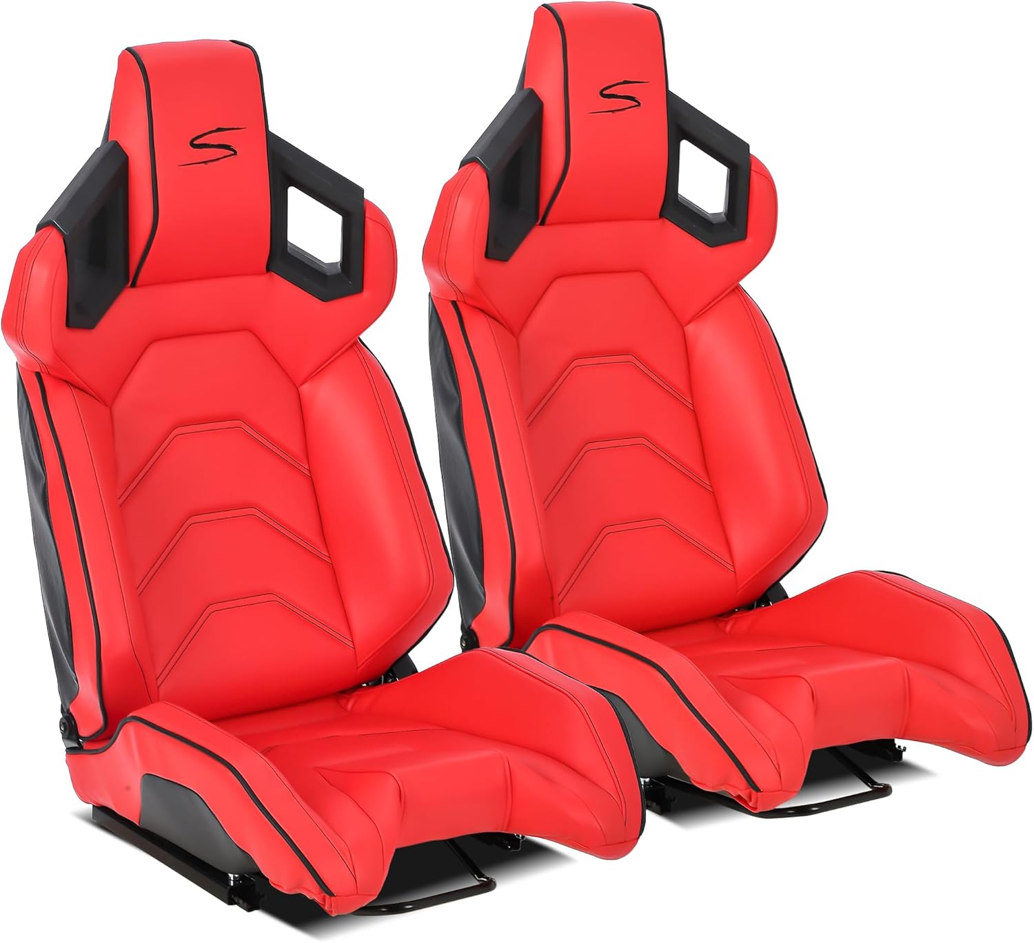 MAROUTE 1 Piece Universal Racing Seats with Dual Lock Sliders, PU Leather, Racing Bucket Seats, 23.6