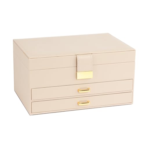 Jewelry Drawer Organizer, 6 in 1 Stackable Jewelry Organizer Trays, Jewelry Box with 4 Drawers for Rings Earrings Necklaces Bracelet, White