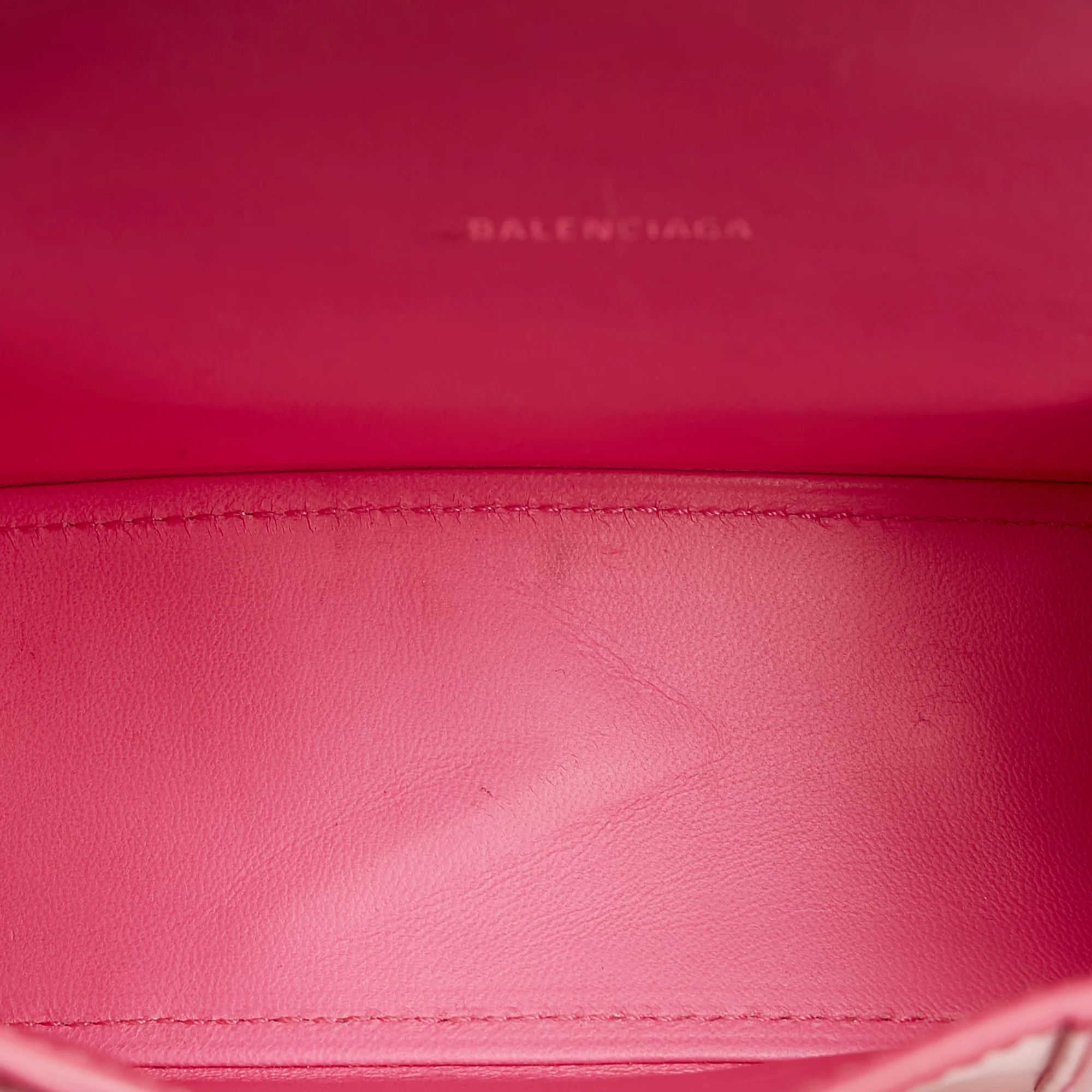 Pre-Owned Authenticated Balenciaga Hourglass XS Calf Leather Pink Satchel Unisex (Good)