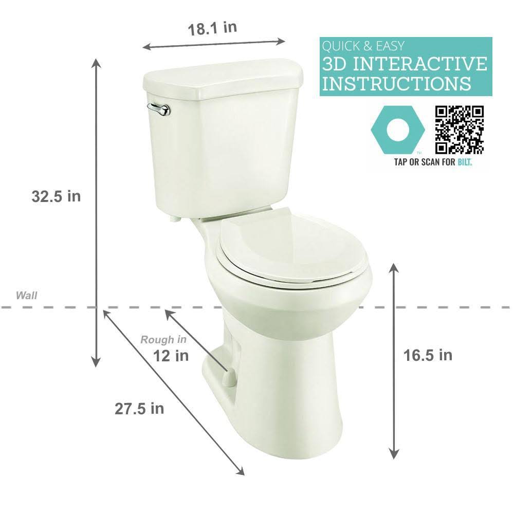 Glacier Bay 2-Piece 1.28 GPF High Efficiency Single Flush Round Toilet in Biscuit