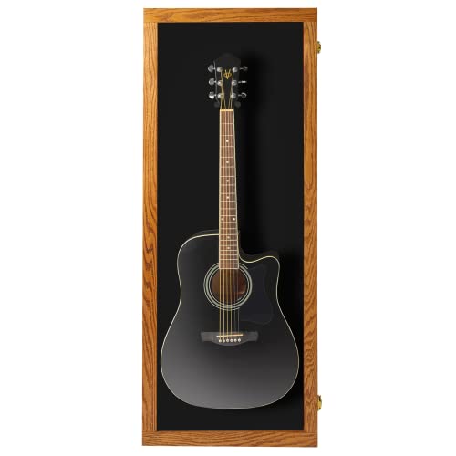 Acoustic Guitar Display Case - Acrylic Acoustic Guitar Case - Guitar Display Case Wall Mount, Guitar Wall Case Made from Hardwood Frame & Clear Acrylic | Natrual Oak