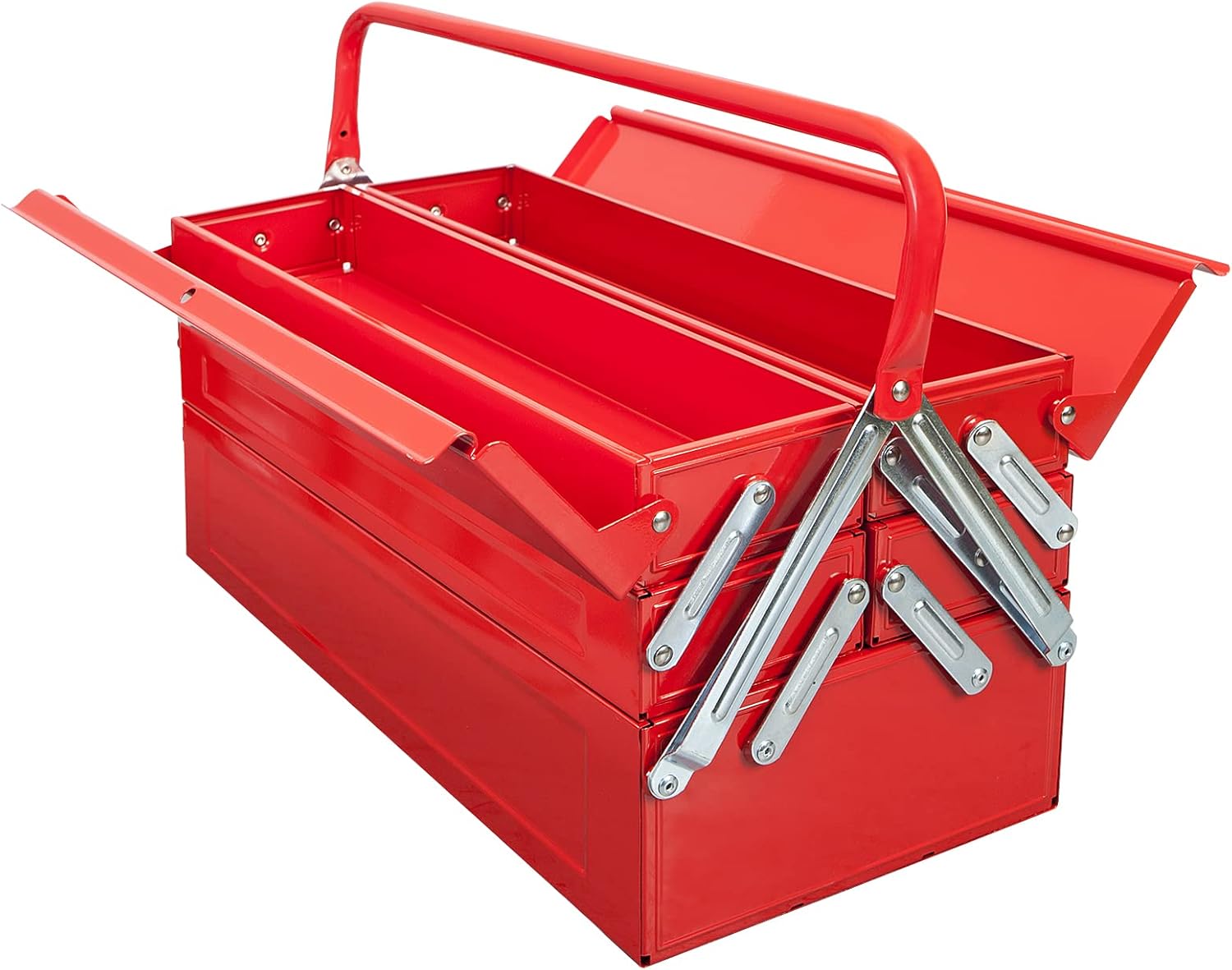 Torin 18-inch Tool Box,Portable Steel / Metal Tool Box with 5-Tray Cantilever Tool Organizer,ANTBC-128B,Red Pack of 2