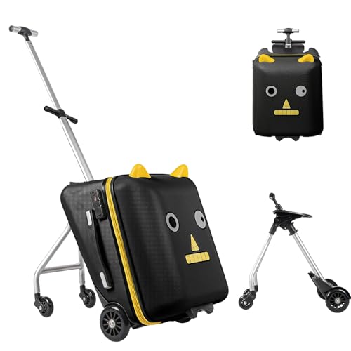 20'' Kids Ride on Suitcase with Spinner Wheels Large Hardside Carry on Rolling Travel Luggage for Boys Girls with Detachable Trolley,TSA Lock