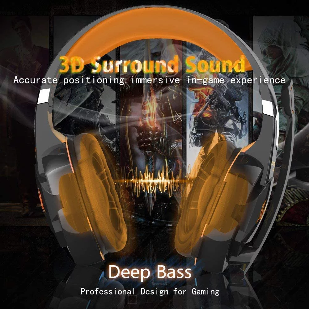 Stereo Gaming Headset for PS4, Xbox One, PC, Noise Cancelling Over Ear Headphones with Mic, Bass Surround, Soft Memory Earmuffs for Laptop Mac Nintendo Switch Games Phone